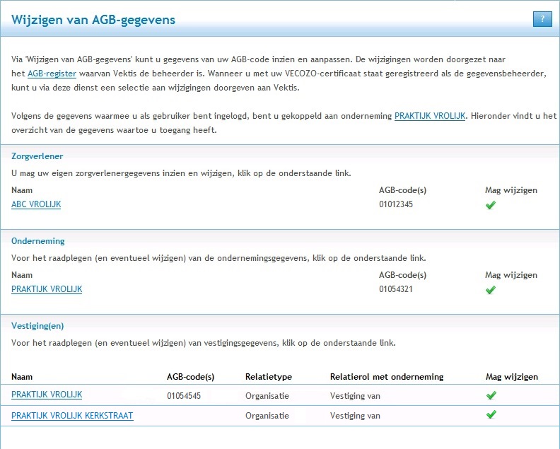 Hoe kan ik een AGBcode (ont)koppelen aan de AGBcode van de praktijk of instelling?